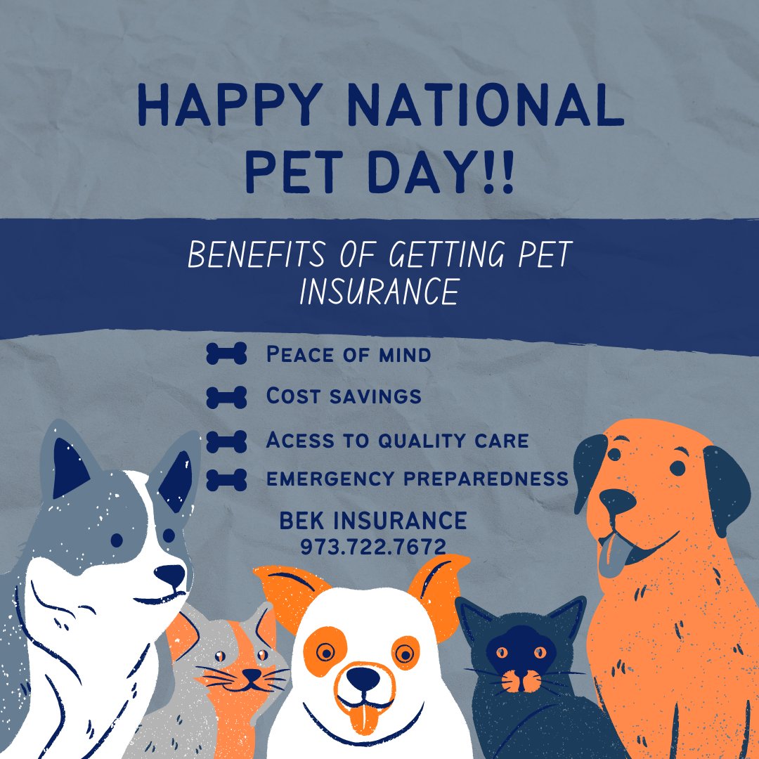 BekInsurance's tweet photo. Happy National Pet Day! 🐾 Let's celebrate our furry friends and show them some extra love today. Remember, the best gift you can give them is protection with pet insurance – ensuring they stay happy, healthy, and by our side for years to come. #bekinsurance #beksgotyourback https://t.co/L3sGV4HDjX