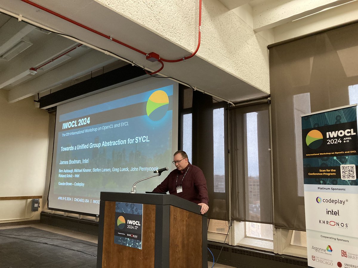 We now hear @IWOCL a triple-bill of talks from Intel, presented by James Brodman, on extensions they’ve been working on for @SYCLstd. First up is an abstraction of groups in SYCL.