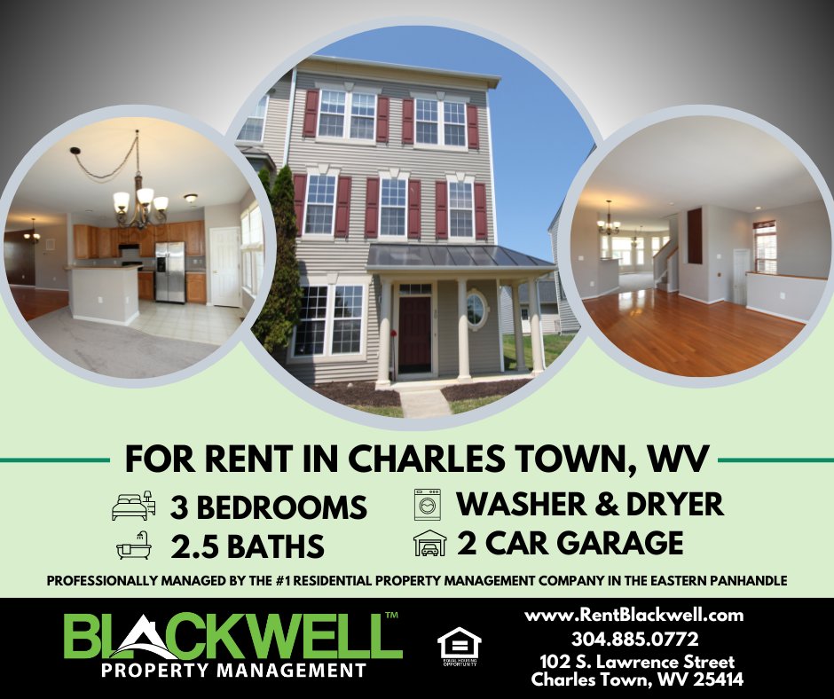 For Rent: Townhome in Charles Town, WV! Visit 30 Davis St rentblackwell.com/charles-town-h…

#CharlesTownWV #JeffersonCountyWV #ForRent #Townhome #WVRealEstate #BlackwellPropertyManagement #PropertyManagement