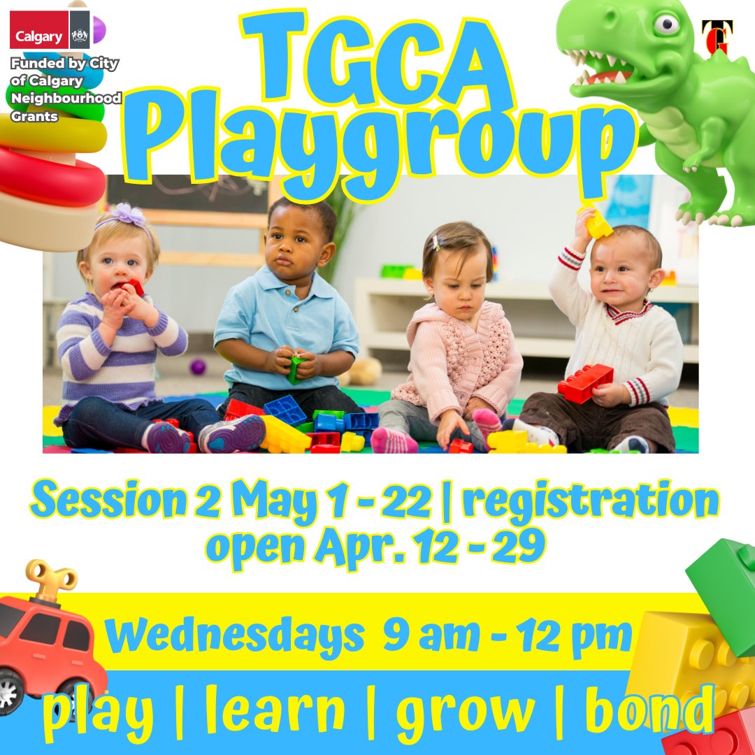 🏡👶🧸Thanks to the hard work of our playgroup volunteers, the playgroup recently got a grant for new equipment! Registration for session 2 is open now and you can find all the info and pay online here: tgcacalgary.com/youth-programs…