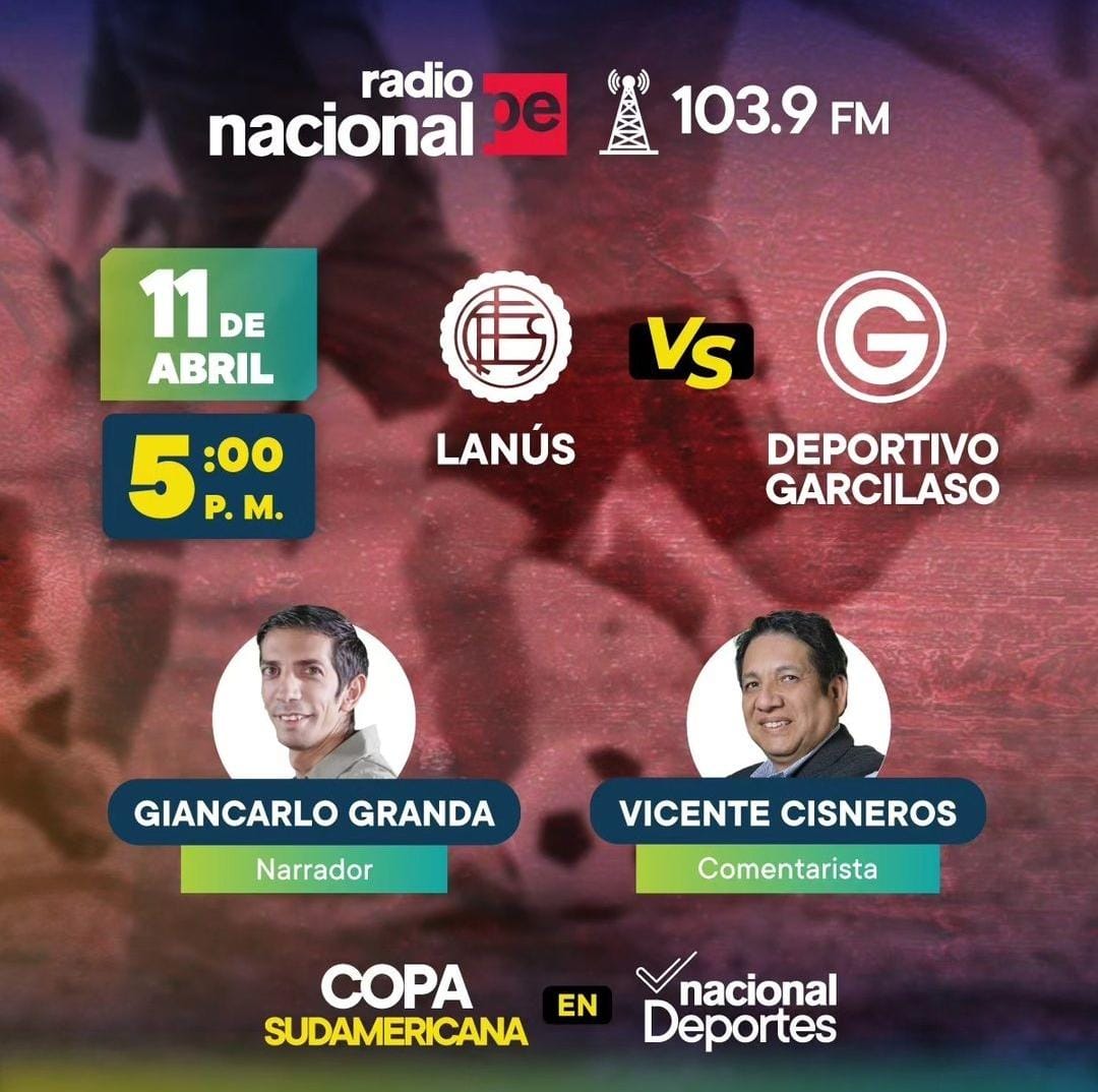 Hoy a las 4:45 pm iniciamos la transmisión por @Sudamericana del @clublanus vs @Dep_Garcilaso junto a @Ggranda7 por @RadioNacionalFM en los 103.9 FM. Los esperamos