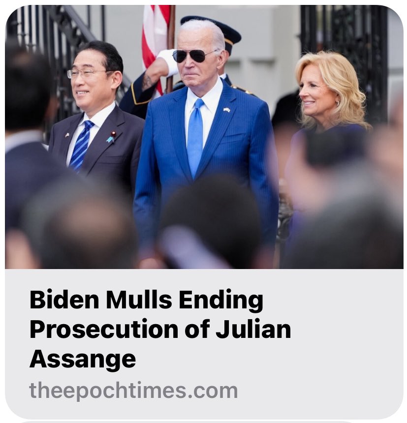 This is encouraging news today, the fifth anniversary of Julian Assange’s imprisonment in Belmarsh. #FreeAssangeNOW theepochtimes.com/us/biden-mulls…