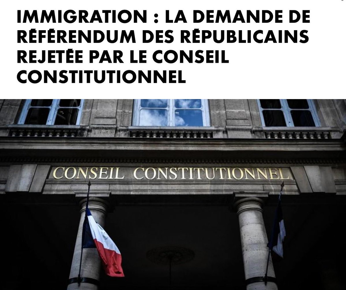 La décision du @Conseil_constit est un camouflet pour le peuple français dont la parole est confisquée sur un sujet aussi important que l’#immigration. Alors que les problèmes demeurent, les politiques ont les mains liées pour résoudre la situation. #RIP