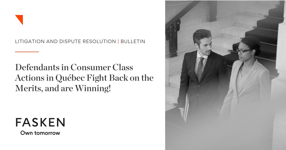 More defendants in consumer class actions are successfully challenging the merits of the case. Our latest bulletin highlights 4 recent consumer class actions where the defendants went to trial and won. Find out more: shorturl.at/vFXZ6 #Litigation #ClassActions #Québec