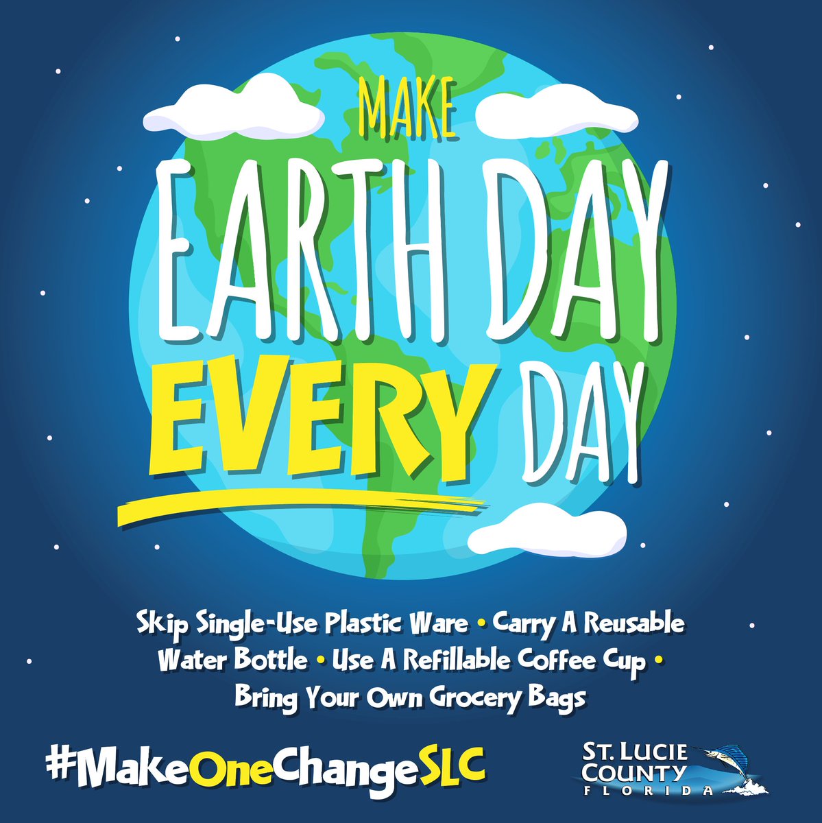 Make Earth Day Every Day. Show us how you are making a change and chose to reuse in St. Lucie County. #makeonechangeSLC