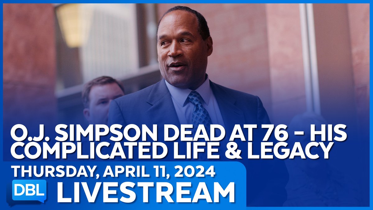 🔴DBL IS STREAMING: ▶️ youtube.com/live/Rv7z0BG54… ➡️ #OJSimpson Has Died ➡️ Times Have Changed for #Kids in #Schools ➡️ Guests: #NoahCappe & #SherryWiggins w/ @SamSchacher @toryshulman @aljackson @EricaCobb & @jeffschroeder23