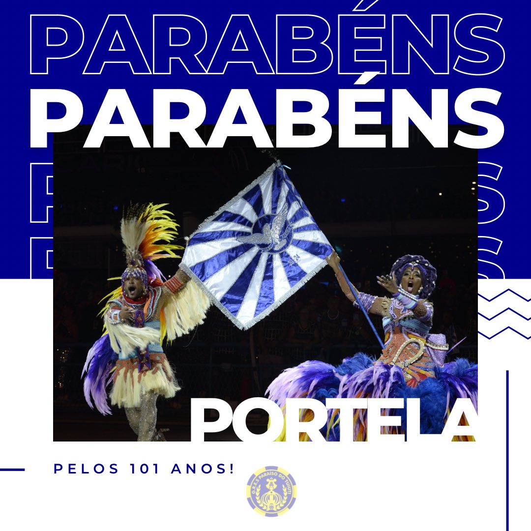 Hoje parabenizamos nossa coirmã @PortelaNoAr pelos 101 anos de fundação. Uma das mais antigas escolas de samba do país celebra hoje mais um dia de glória. Parabéns, Portela! 💙🤍💙🤍 #Tuiuti