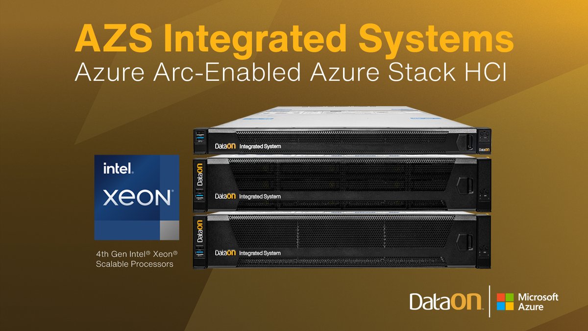 DataON Integrated Systems combine #AzureStackHCI, #AzureArc, and DataON servers powered by 4th Gen Intel Xeon for a complete & integrated #hybridcloud solution. Our Microsoft expertise and white glove service & support is the DataON difference. http:/bit.ly/azsintegratedsystems