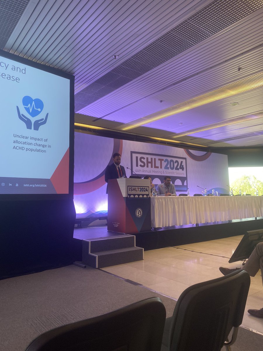 A packed room for @MatthewWeber92 and his superb analysis on the trends of heart transplantation in adult congenital heart disease post allocation change. We commend him for his steadfast commitment to exploring outcomes for this unique population! @OPreventzaMD @PhilipCarrott