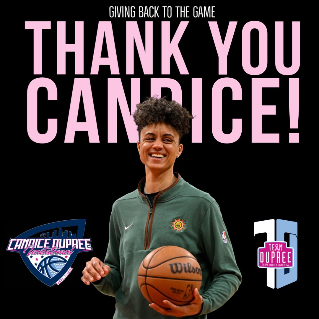 We would like to give special thanks to Candice Dupree for her unwavering support for our program and the girls basketball community. Her efforts continues to help open doors for so many talented female student-athletes. #TeamDupree #CDI