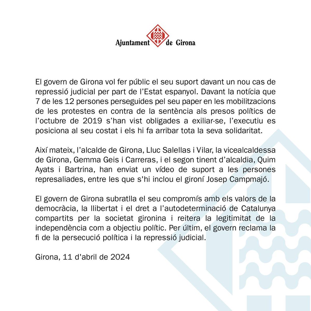 📄 Comunicat de suport a les persones represaliades per les mobilitzacions de Tsunami Democràtic 👇