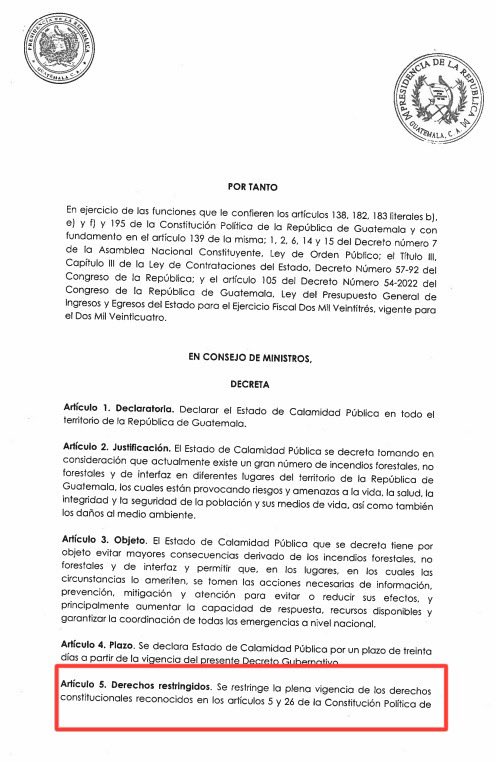 ¿Por qué les molesta la portada de Prensa Libre a los activistas/seguidores de semilla?
Mentira no es, el Estado de Calamidad busca restringir los artículos 5 y 26 Constitucionales🤷

Art. 5: LIBERTAD DE ACCIÓN
Art. 26: LIBERTAD DE LOCOMOCIÓN

Qué tiene que ver con los incendios?