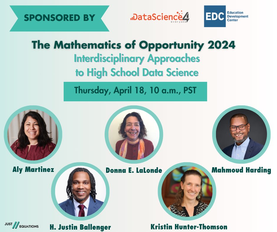 One week from today, we will be exploring approaches to high school data science, elevating math teaching, and broadening access to #STEM for underserved students. #TMO24 Register now to join the conversation: bit.ly/JEQ-TMO2024