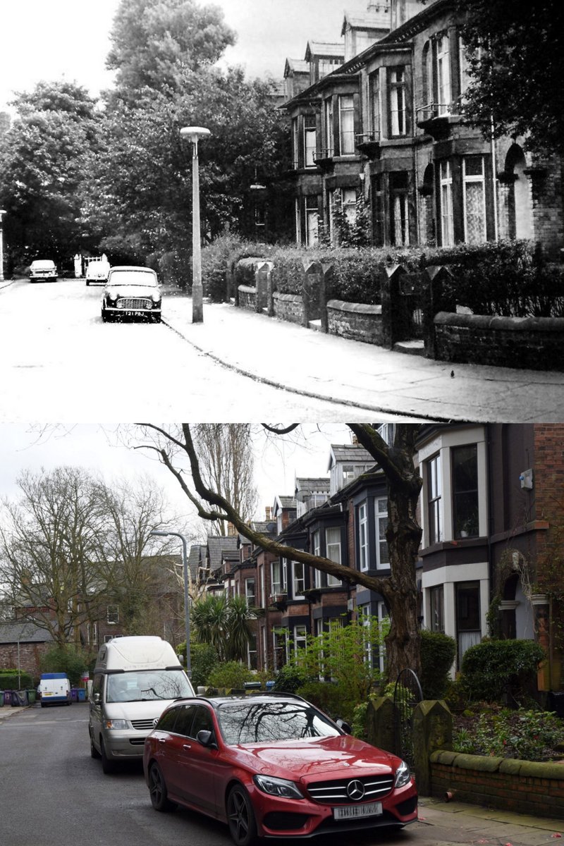 Pelham Grove, off Lark Lane, 1969 and 2024
