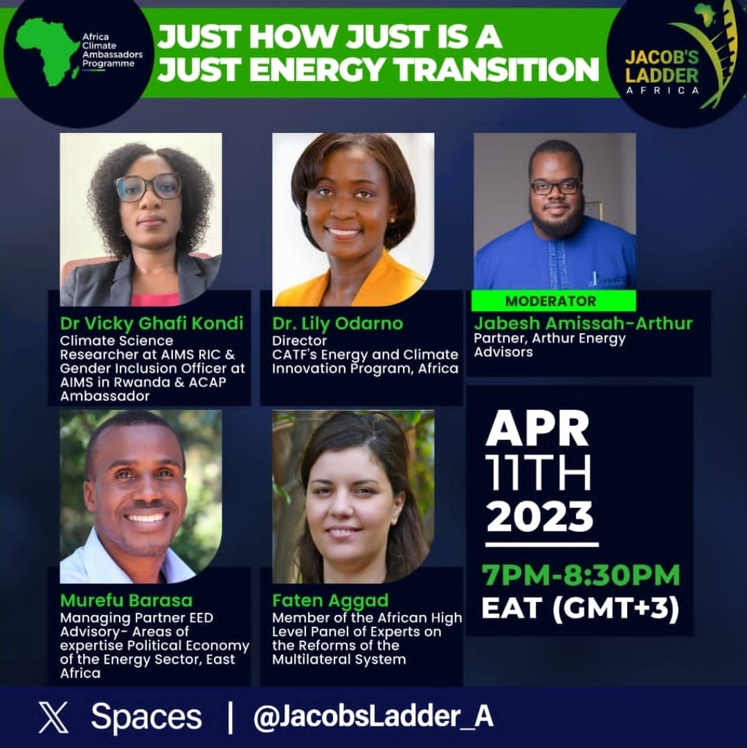 Just energy transition means dismantling systems of oppression and creating pathways for equitable access to clean energy. #ACAP2024 #JustEnergyAfrica
Jacobs Ladder Africa