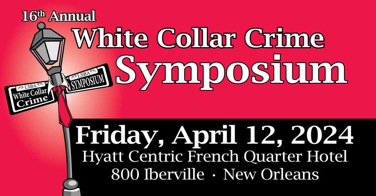 Happening tomorrow! Limited spots are still available at this popular CLE seminar featuring lawyers at the top of the white collar crime arena. Register now at lsba.org/goto/crime24