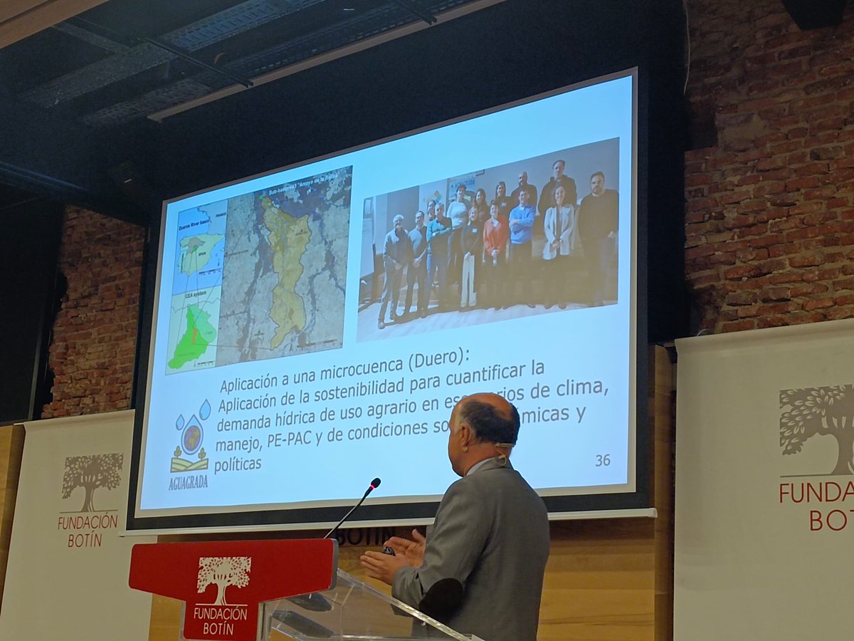 En el seminario de @fundacionbotin, @CHernandez2030 ha puesto en valor el proyecto @aguagrada, destacando la importancia de evaluar la demanda de agua para uso agrario presente y futura. @FBiodiversidad #ProyectosFB