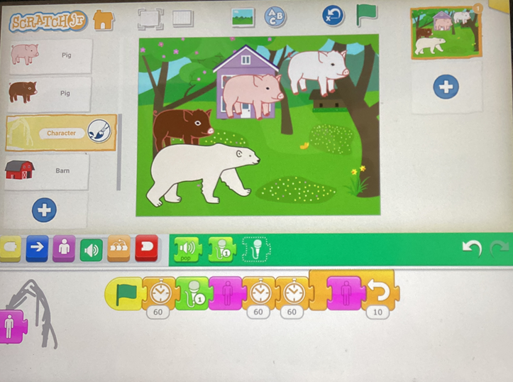primary_meadows's tweet photo. Kingfisher class have been excellent techies this week writing a code to program the story of the Three Little Pigs on ScratchJr. https://t.co/jEv0u8E99Z