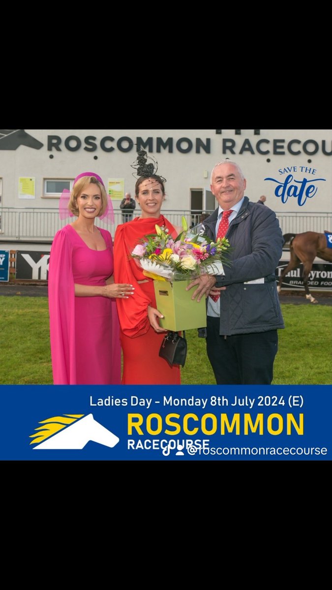 Save the Date: Roscommon Races Ladies Day 2024 will take place on Monday 8th July 2024 👗 An evening of fashion, fun, and fantastic racing 🐴 Ladies, its time to start planning your outfits! 🥳 Buy tickets > roscommonracecourse.ie/tickets/ #roscommonraces #roscommon #racinginroscommon