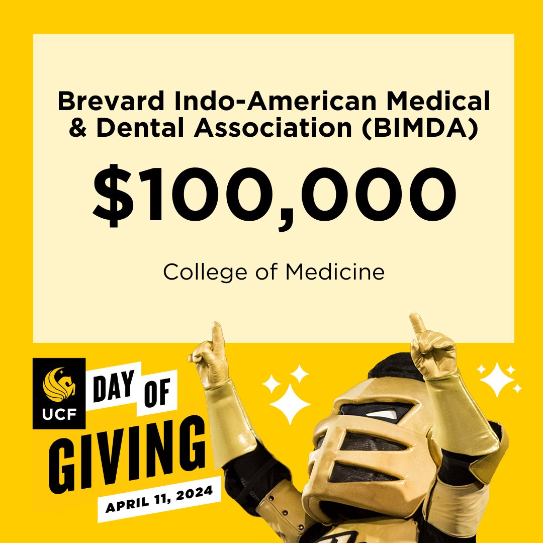 Thank you to the Brevard Indo-American Medical & Dental Association (BIMDA) for their generous support of our hometown medical school! ❤️