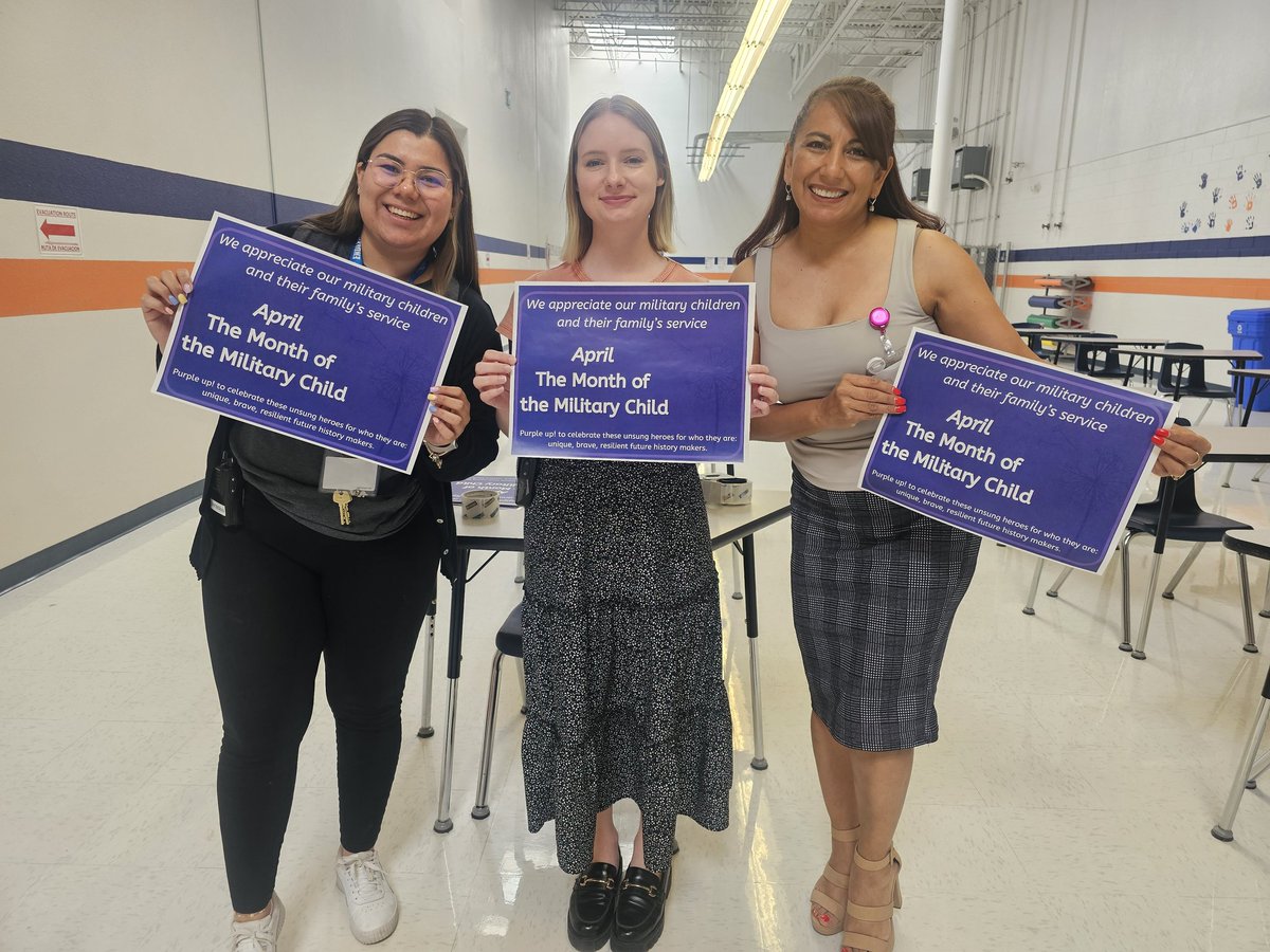 CIS and Parent Liaison working together to honor our military community, Oh Yeah! Monday, April 15th, let's all wear PURPLE in honor of the military child 💜  #TeamSISD