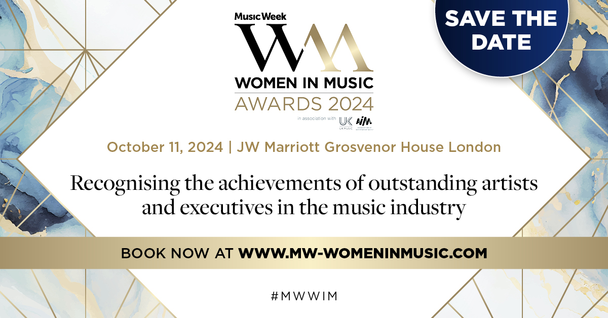 Table bookings are now open for the 2024 @MusicWeek Women in Music Awards, staged in association with @AIM_UK & @UK_Music. The awards recognise the achievements of women and female-identifying people in the music business. Nominations open on 8th May. ℹ️ mw-womeninmusic.com