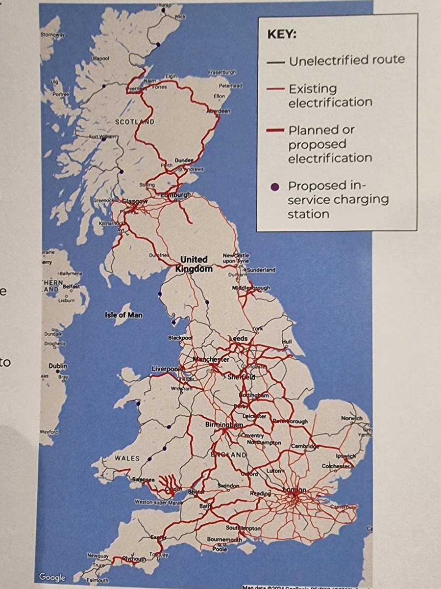 @DCFutureRail @25kV 38% of UK rail network is electrified. Will be 51% if Gov delivers Network North plans & other live projects. @ciltuk called for 0.5% in infill schemes (takes us to 51.5%). RIA thinks 66% would be needed to deliver decarb. That is a relatively small new amount. (4/8)