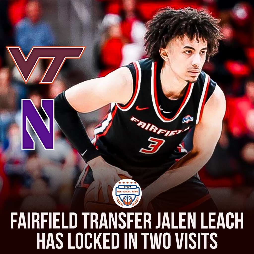 Fairfield transfer Jalen Leach tells me he’s locked in the following visits: Virginia Tech: April 12th - 13th Northwestern: April 15th - 16th Leach was First Team All-MAAC this season, finishing with averages of 16.2PPG, 4.1RPG and 3.0APG on the year.