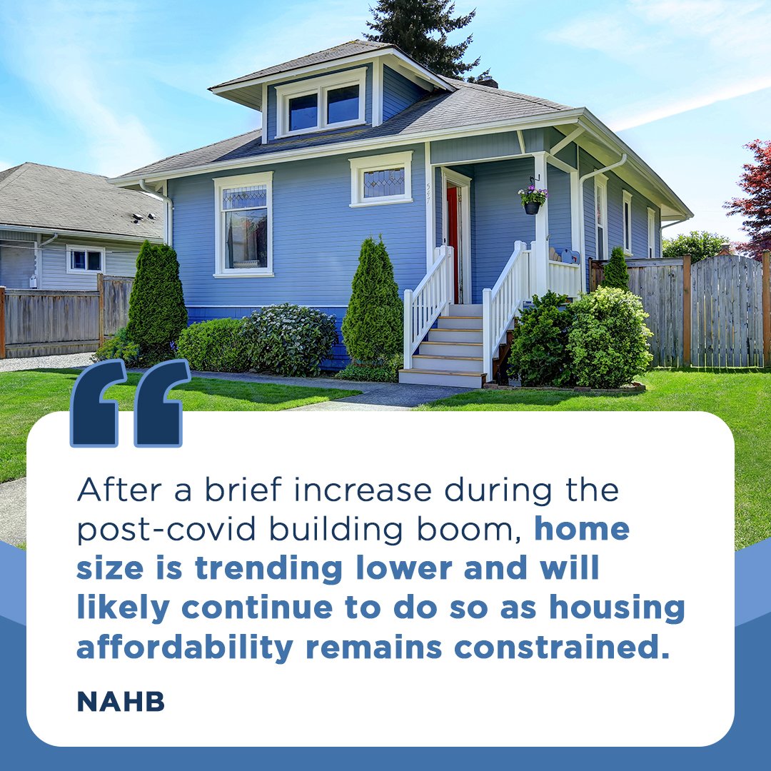 HBRTeam's tweet photo. An exciting trend is happening in housing. New data shows the size of new homes is trending down. If you want to see what builders are doing in our area, let’s connect. 

Call us today at 209-834-2680.

#newconstruction #affordability https://t.co/AnMVzYxXzp