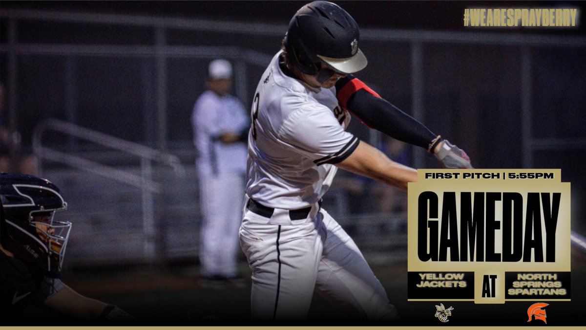 Varsity Baseball is back on the road tonight at North Springs High School!  
#shspositiveposting #wearesprayberry