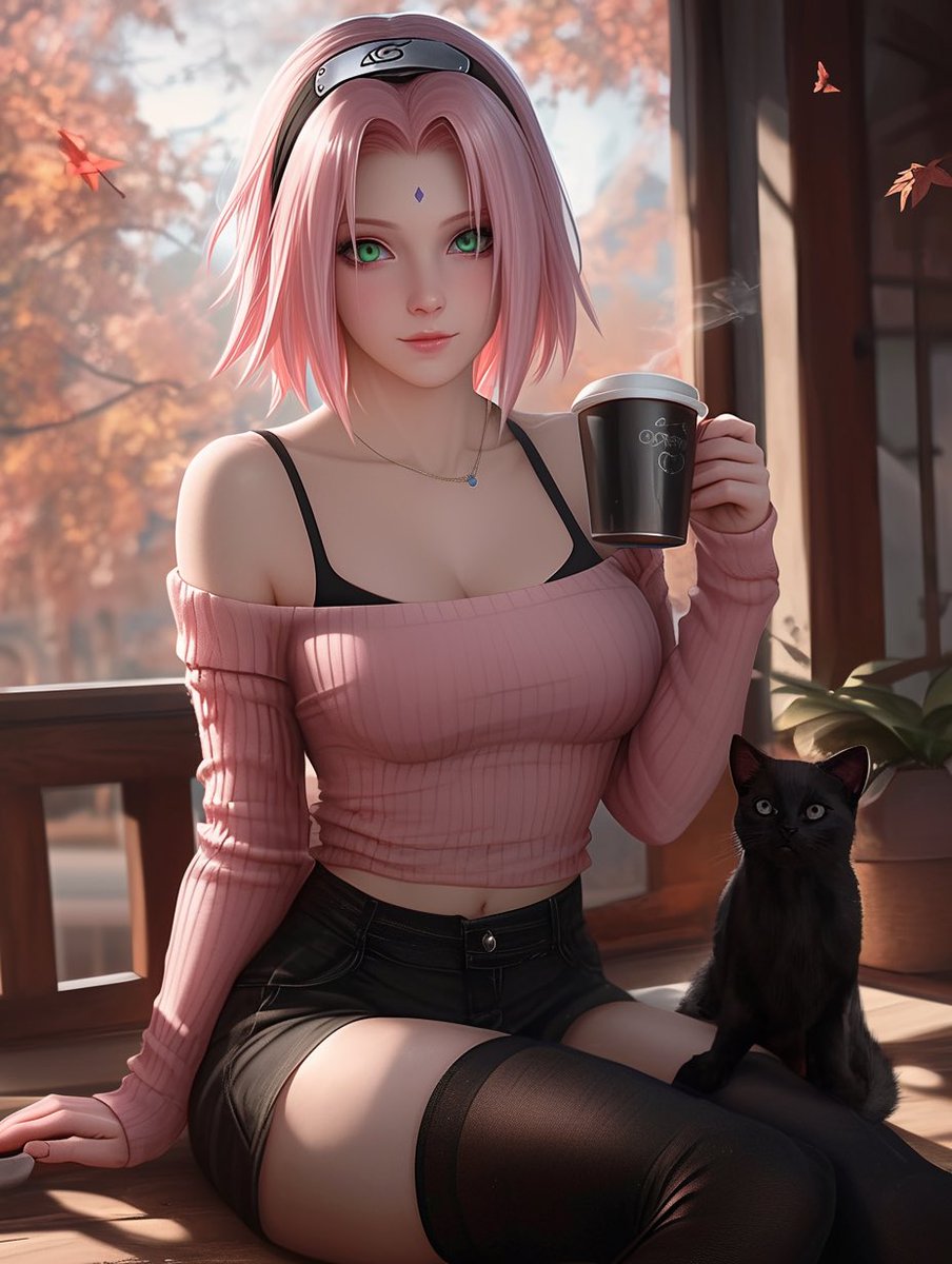 Sakura Haruno of Naruto must like coffee and cats. 😳💕🐾

#sakuraharuno #naruto #niji