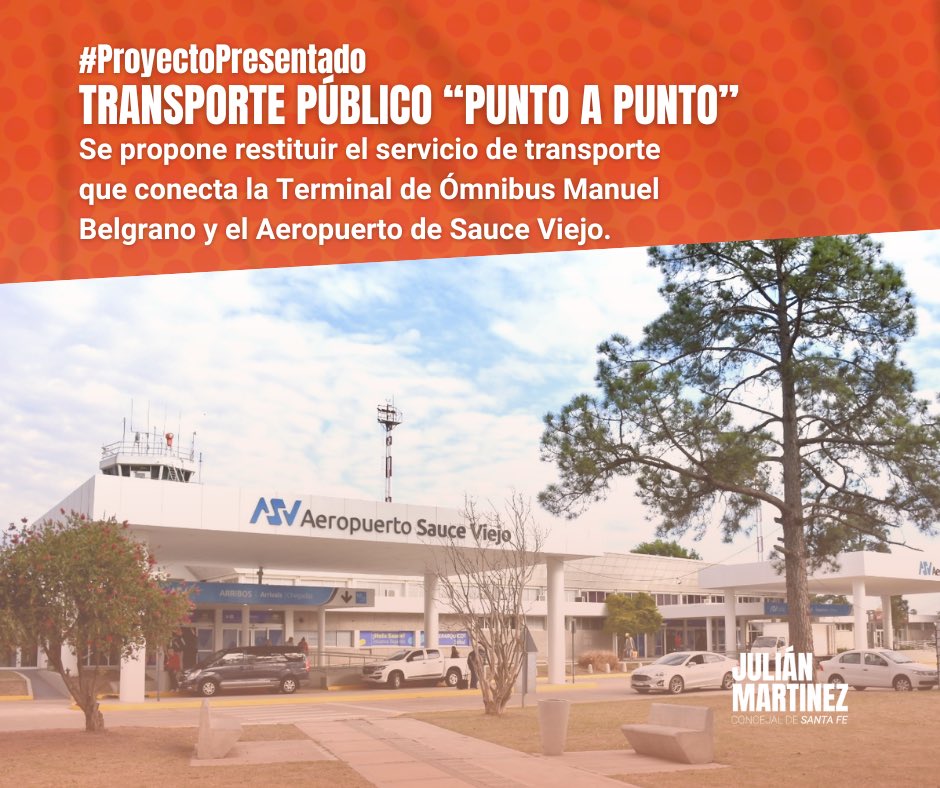 julasermartinez's tweet photo. #ProyectoPresentado 
Queremos restituir el servicio de transporte publico “Punto a Punto” que conecta de forma directa la Terminal de Ómnibus Manuel Belgrano y el Aeropuerto Metropolitano Santa Fe en Sauce Viejo (1/3) https://t.co/7wUhgw3pLy