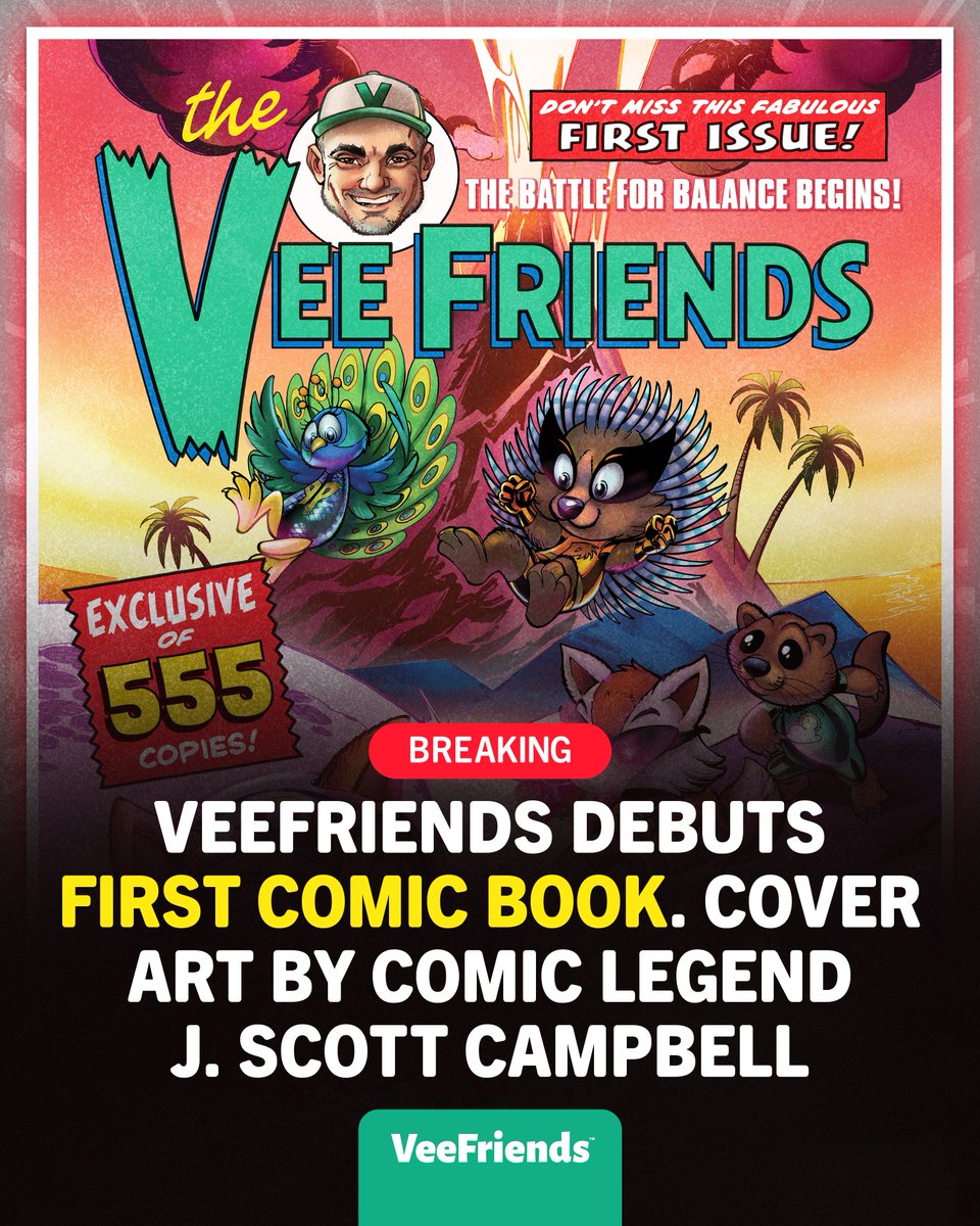 VeeFriends Debuts First Comic Book: “The Battle for Balance Begins!” Exclusive Cover Art by Comic Legend @jscottcampbell. Limited to 555 copies, only available for Gift Goat #15. 🎁🐐