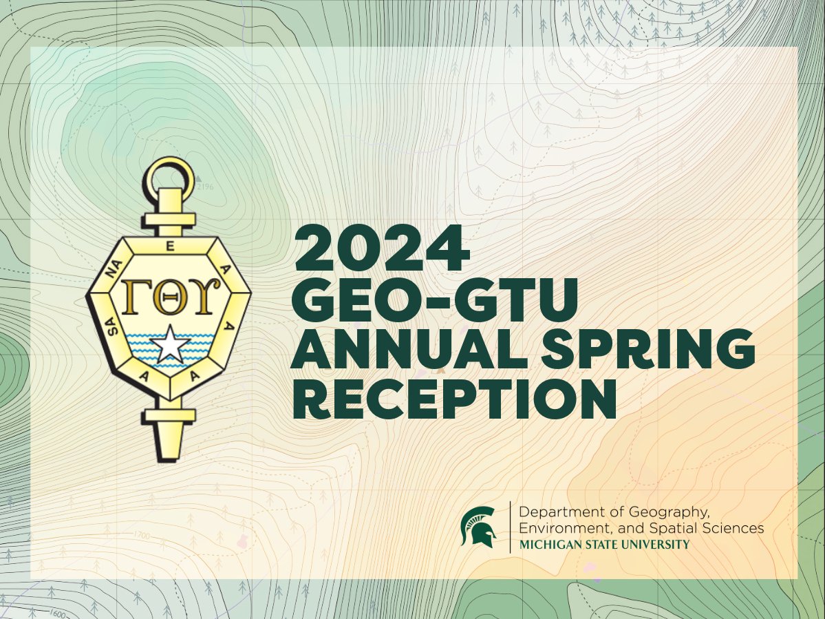 Join us tomorrow (4/12) at 3:00 p.m. for our annual GEO-GTU Spring Reception! If you didn't have a chance to register, no worries, all are welcome!  geo.msu.edu/news-events/ev… #MSUGeography #MSUSocialScience