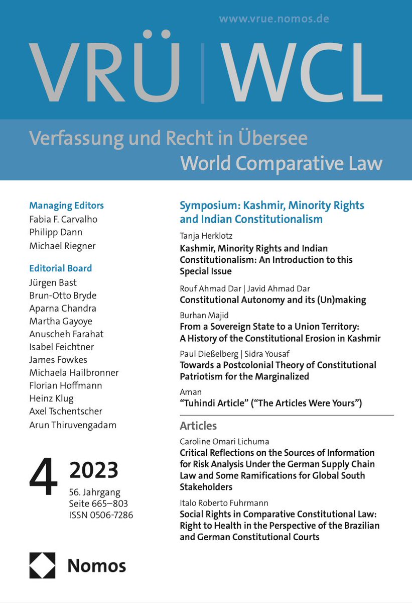 'Kashmir, Minority Rights, and Indian 🇮🇳 Constitutionalism' We are very happy to announce that our newest Special Issue has been published, resulting from a joint blog debate with @Verfassungsblog! 🎉🎊 🔓 Fresh off the press and open access! 👉 nomos-elibrary.de/10.5771/0506-7…