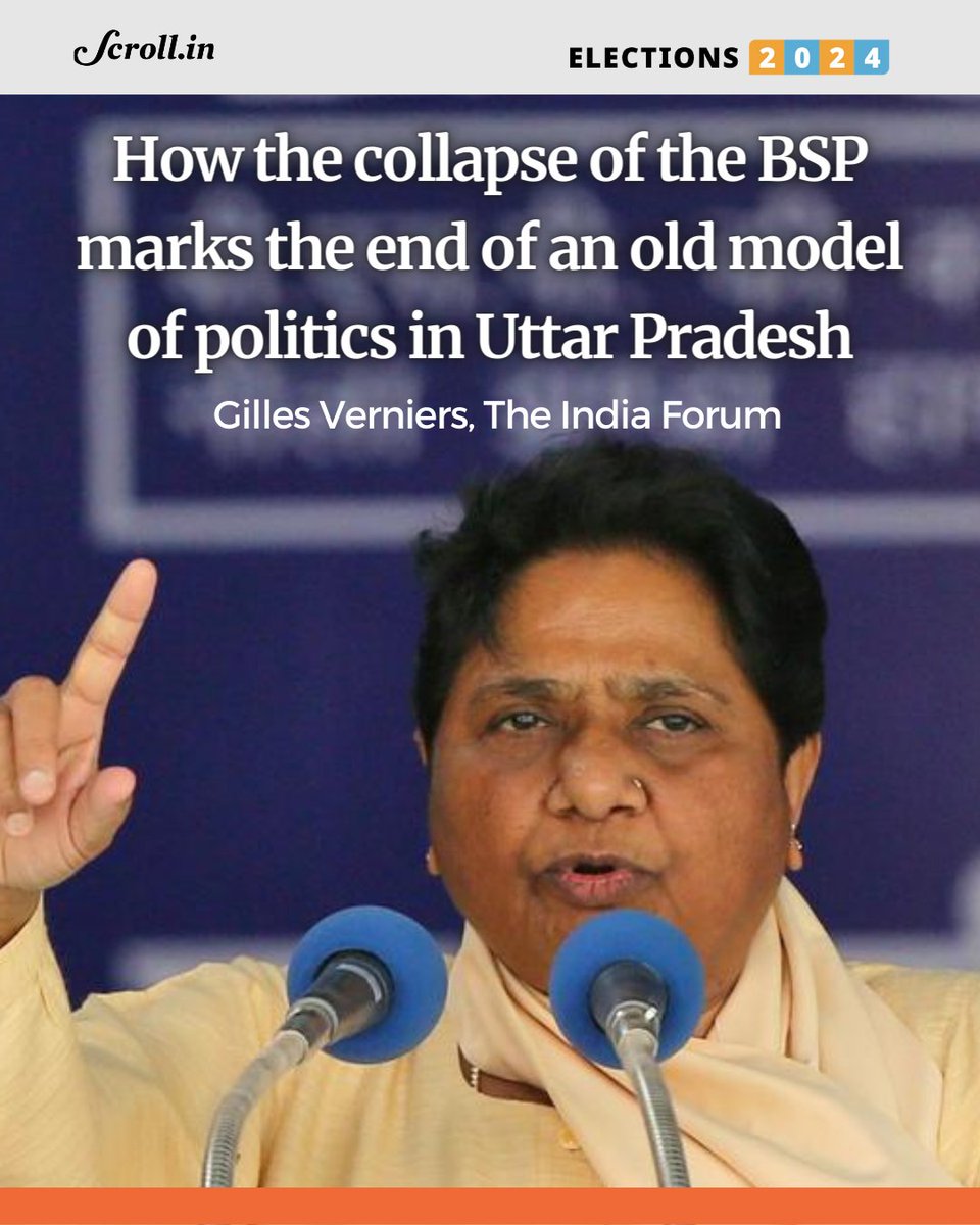 The collapse of the Mayawati's BSP model in UP does not make caste irrelevant as a political variable. It remains central to ticket allocation strategies and it remains central to the discourse on inclusion of political parties, including the BJP. scroll.in/article/102363……