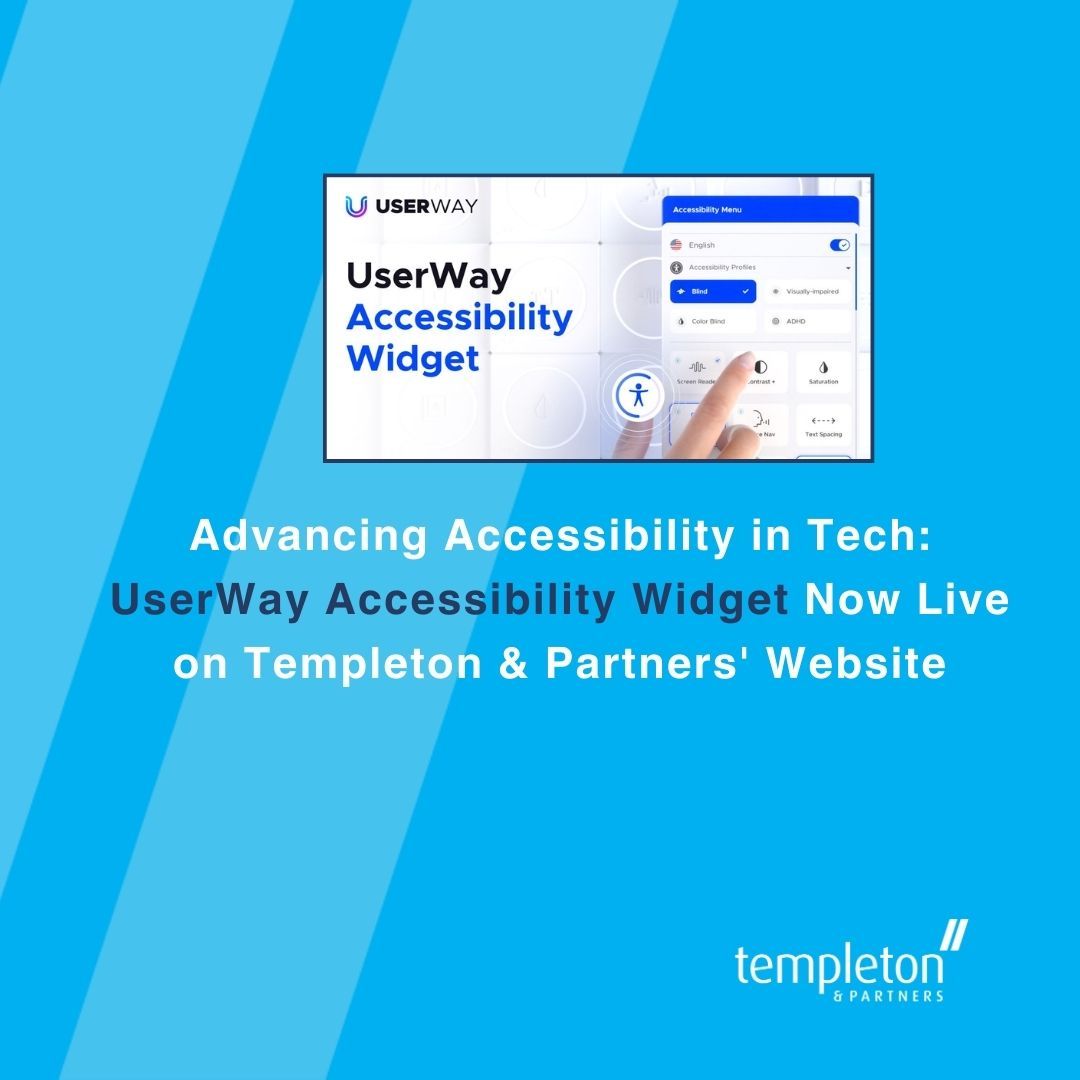 Advancing Accessibility in Tech: UserWay Accessibility Widget Now Live on Templeton & Partners' Website 💙 buff.ly/49wWeoD #Accessibility #Inclusivity #TechHiring #WebAccessibility #UserExperience