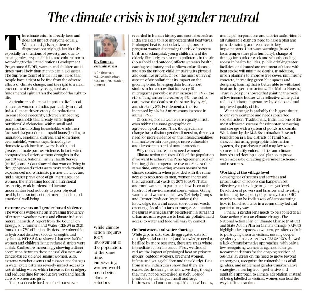 The climate crisis is not gender neutral - by @doctorsoumya.