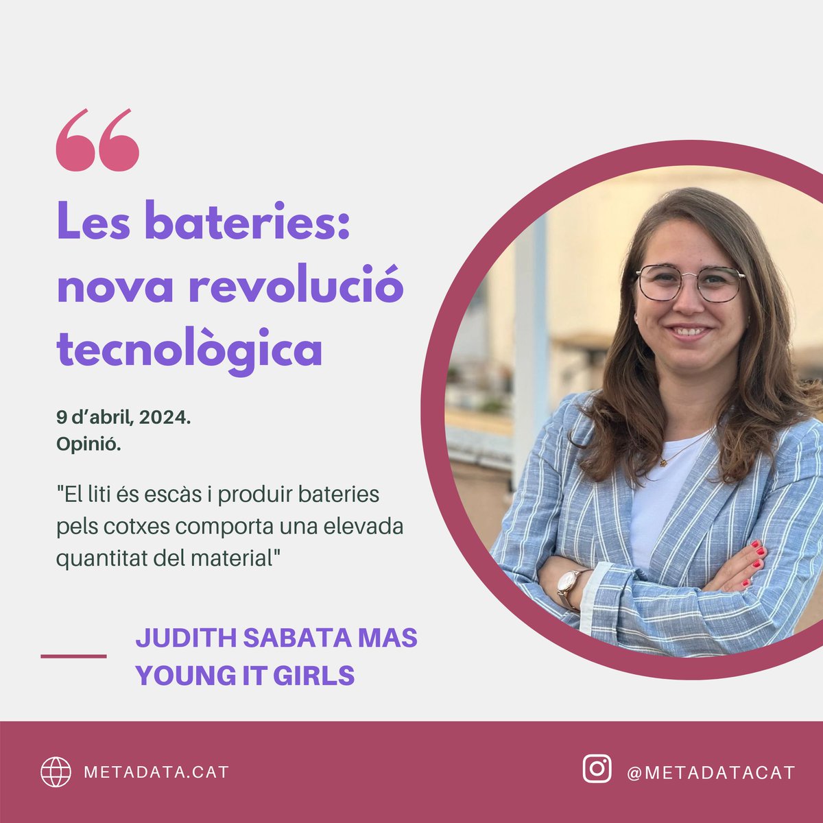 📢Nou article d'opinió de la nostra sòcia Judith Sabata Mas! 👀El llegiu? Ens parla de les bateries.