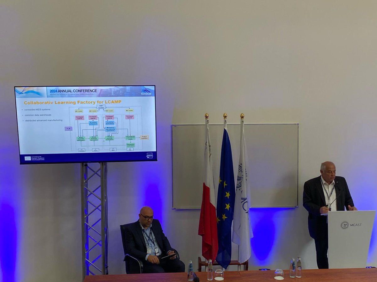 🔎LCAMP-ers participated in the #EU4DUAL high-level annual conference held in Malta. 

🎙️Prof Klaus Dieter Rupp presented LCAMP's Collaborative Learning Factory #CLF in the session dedicated to how the can enable the #FutureOfWork. 

🚀Join LCAMP 2024 
lcamp.eu/conference-pag…