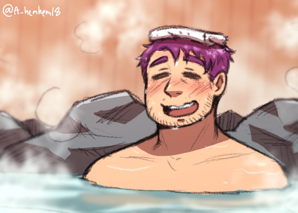 Shane take sauna last time So this time I doodle him take onsen ☺️❤️