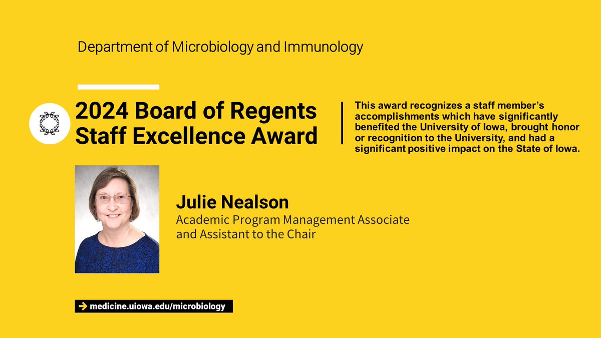 Congratulations, Julie, for being awarded the 2024 Board of Regents Staff Excellence Award!! bit.ly/4aUbEV7