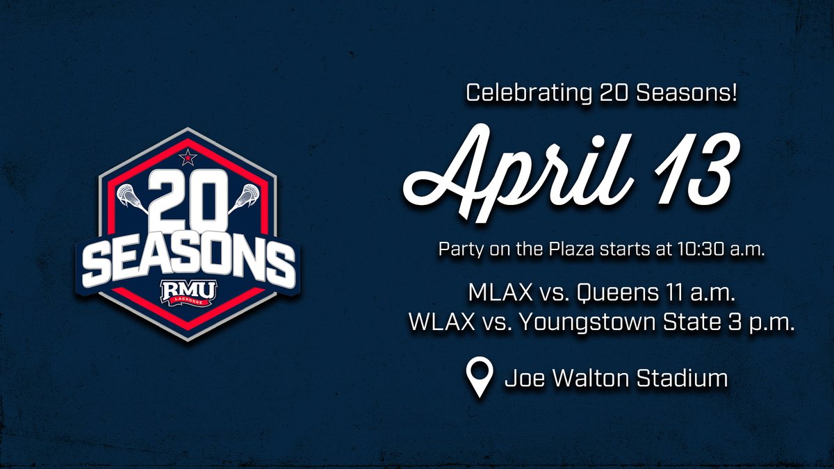 This Saturday, April 13th, is Alumni Day for Men's and Women's Lacrosse. Come out and support @RMUMLacrosse as they take on Queens and @RMUWLacrosse as they take on Youngstown State. Admission is FREE!