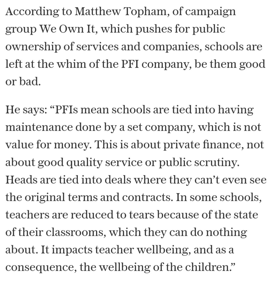Private Finance Initiatives have been a rip-off meaning: ❌ Fewer teachers ❌ Fewer nurses ❌ More pollution This is why it's so important to run public services for people, not profit. My first appearance in the @Telegraph!