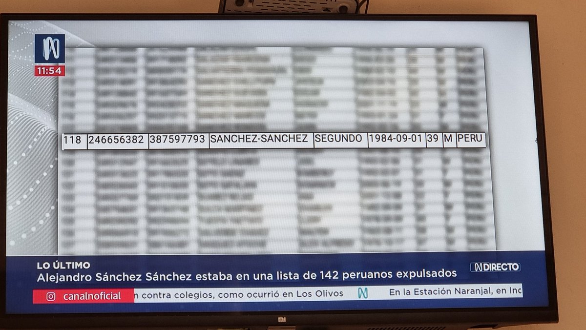 Alejandro Sánchez Sanchez aparecía como el pasajero número 118 en la lista de 142 peruanos expulsados de los Estados Unidos. Él ha presentado una medida cautelar que será resuelta en los próximos 15 días. @canalN_