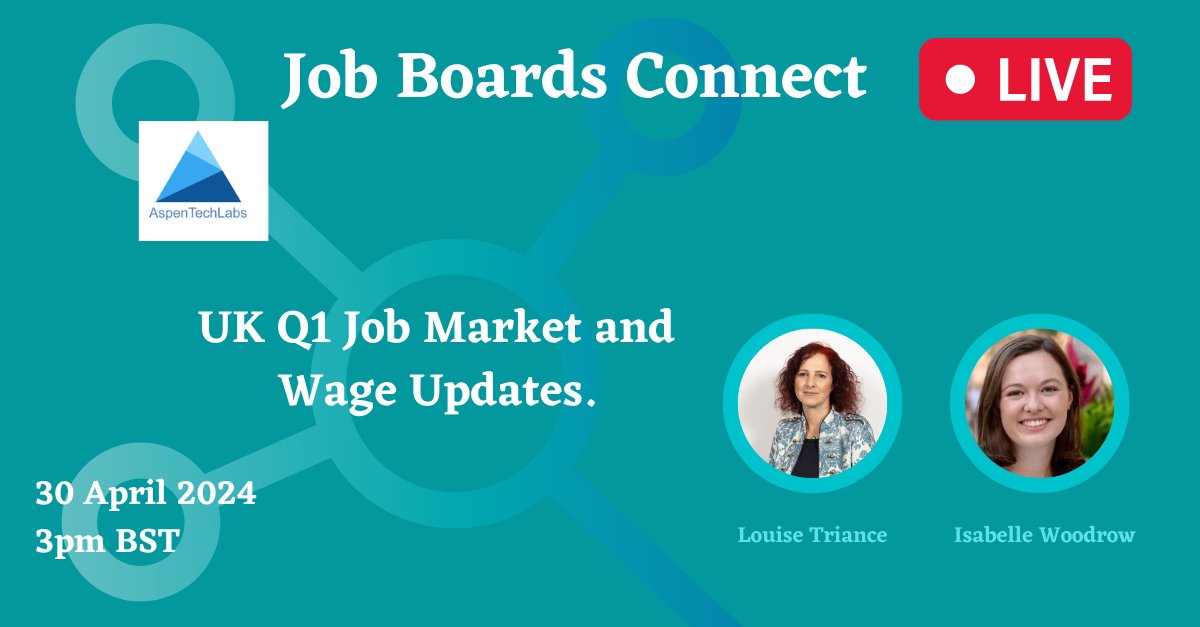 aspentechlabs's tweet image. Join us on April 30th at 3 pm BST to discuss the UK Job Market with JobBoardsConnect! Help us shape our discussion by sharing your interests. Reserve your spot with Isabelle Woodrow and Louise Triance here bit.ly/4aUeTfj.   #Q1UKJobMarket #jobsdata
