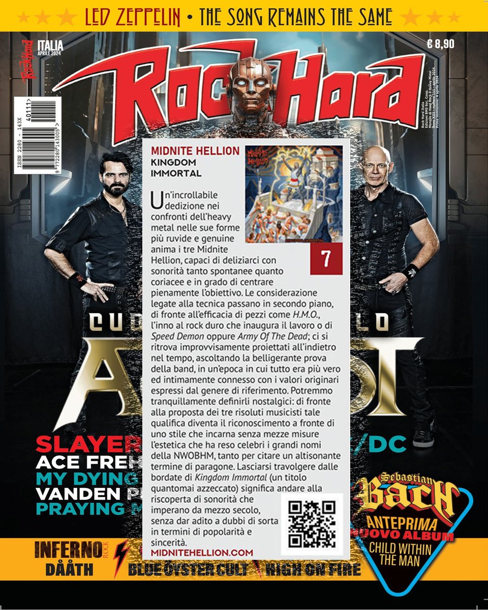 Featured in this month's @HardItaly ! . #MidniteHellion #MidniteHellionBand #RockHardItalia #RockHardItaly #KingdomImmortal #AlbumReview #Accept #Slayer #AceFrehley #SebastianBach #HeavyMetal #ThrashMetal #EastCoastMetal #MetalFamily #MetalCommunity #MetalHeadsUnite