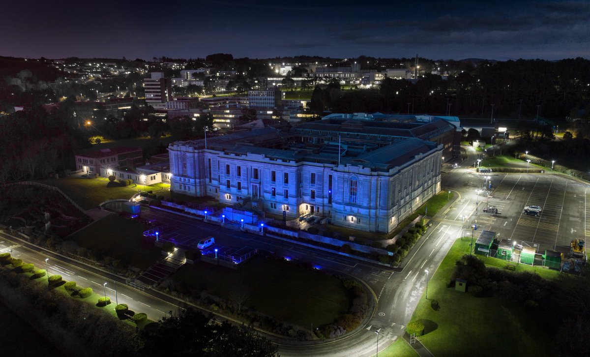🔵The Library will be lit in blue tonight to raise awareness about Parkinson's disease. @ParkinsonsUK