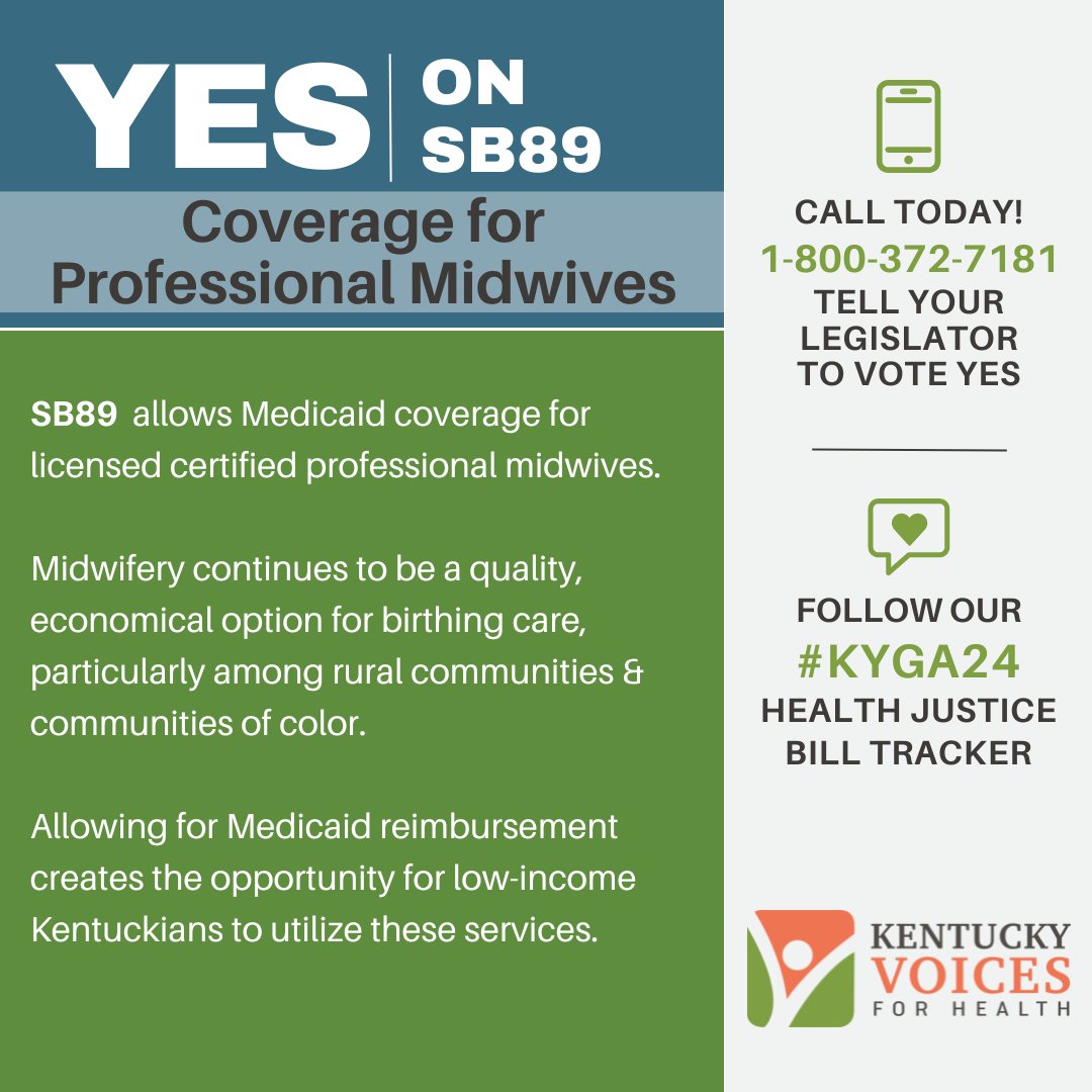 April 11th is recognized globally as the International Day for Maternal Health and Rights. Let's make KY midwives Medicaid reimbursable so they can provide more home birth options. Read more bit.ly/4bHmMpE and call 1.800.372.7181 to tell the House YES on SB89! #KYGA24