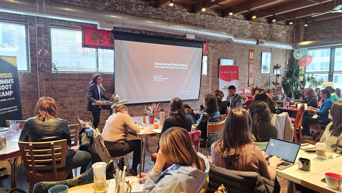 At the Chicago Crisis Comms Boot Camp, Dee Mostofi , AVP of University External Communications at Stanford University, is now speaking on media relations in an age of permacrisis. #CCBC